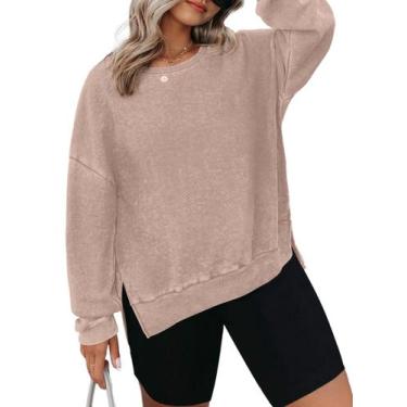 Imagem de Moletom feminino Eytino plus size com gola redonda em malha waffle cáq