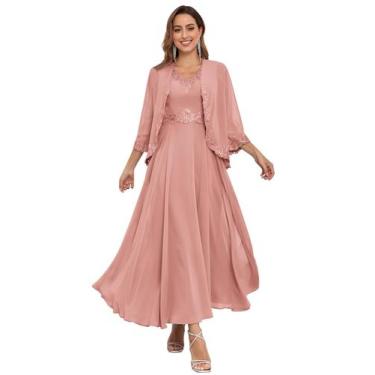 Imagem de Vestido Mãe da Noiva CDSSL Dusty Rose com jaqueta tamanho 0