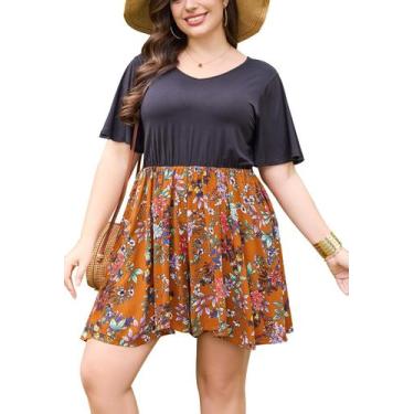 Imagem de Macacão Keluummi Plus Size Summer para mulheres marrom floral