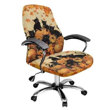 Imagem de YUVAMAGIMO Capa de cadeira de mesa de uma peça, fácil de instalar, capa para cadeira de escritório, com braços, ajuste macio, respirável, universal giratória, capa para poltrona de escritório, para