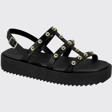 Imagem de Sandália Feminina Flatforme Plana Aranha Tachas Douradas Moleca 5489.119.9569-Feminino