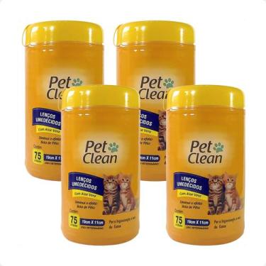 Imagem de Kit 4 Lenços Umedecidos Pet Clean para Gatos - 75 Unidades