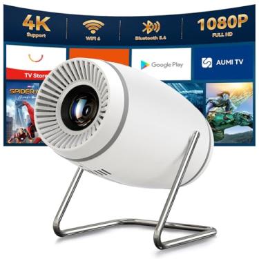 Imagem de Mini projetor, projetor com WiFi e Bluetooth, suporte 4K 1080p, projetor portátil, tela giratória de 180°, projetor de filmes de 330 cm, Keystone automático compatível com HDMI/USB/TV Stick/Smartphone