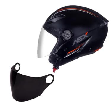 Imagem de Kit Capacete Masculino Asx Aberto City Air Preto Fosco + Viseira (62)