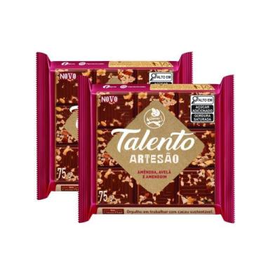 Imagem de Kit 2 Chocolate Garoto Talento Artesão Amêndoa, Avelã e Amendoim 75g