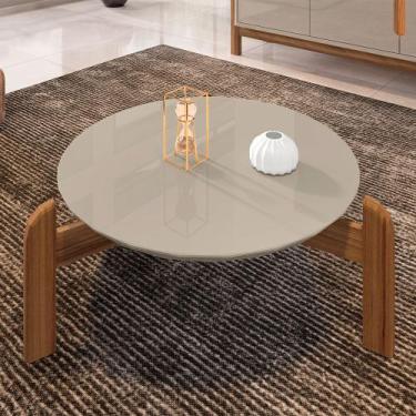 Imagem de Mesa de Centro Redonda Lizz 64cm Off-white/cedro - CASA D