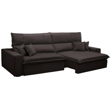 Imagem de Sofá Retrátil Reclinável Para Sala 3 Lugares 250cm Aisha F04 Veludo Marrom Escuro - Lyam Decor