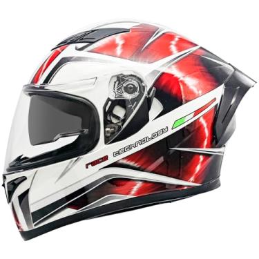 Imagem de Capacetes de motocicleta para adultos, motociclista, motociclista, BMX, quatro rodas, aprovado pelo DOT (branco, vermelho, 2GG)