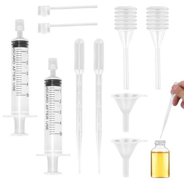 Imagem de 10pçs Kit de Ferramentas para Recarga de Perfume, Kit Ferramentas Transferência Dispensador Perfume Inclui Conta-Gotas Seringa Funil Mola Extrator Canudo para Amostras Líquidas Óleos Essenciais