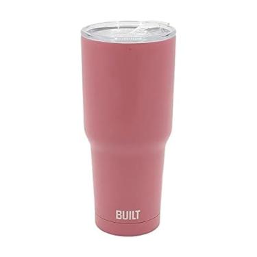 Imagem de BUILT Copo de café e água de aço inoxidável selado a vácuo de parede dupla de 850 g Tampa Tritan fácil de limpar com protetor giratório contra respingos, rosa (5286371)