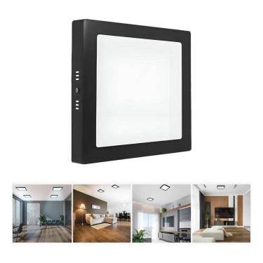 Imagem de 2X Plafon Painel Led Preto Sobrepor 20X20 Quadrado Bivolt 18