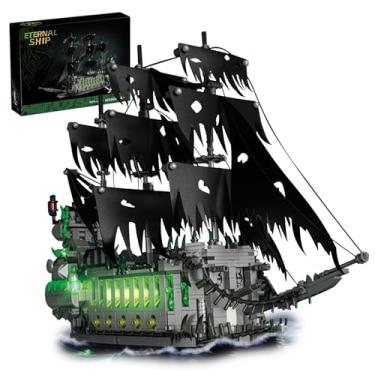 Imagem de Hallisun Block Set Pirate Ship Toy Building Kit Ghost Ship Flying Dutchman Assembly Model Miniature Mini Size Small Bricks High Difficulty for Adult 14+ Christmas Birthday Gift 1573 PCS