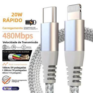 Imagem de Cabo De Carregamento Rápido Tipo C Para Lightning Para iPhone 14 13 12