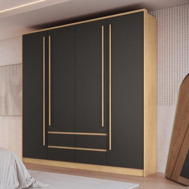 Imagem de Guarda Roupa Casal 4 Portas 4 Gavetas Astor Móveis Castro - Angelin/Titânio