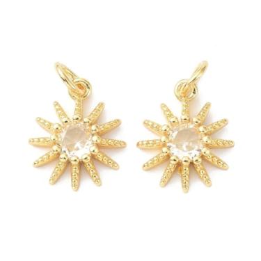 Imagem de Clotiry 10 pingentes de sol de zircônia cúbica de latão celestial dourado para joias, pulseiras, brincos, artesanato