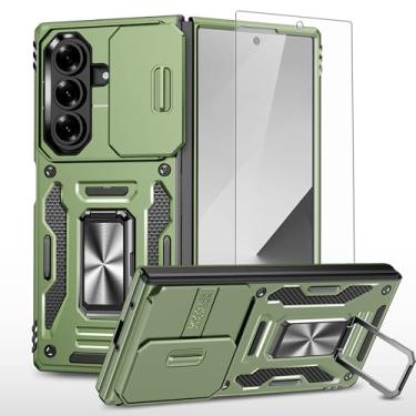 Imagem de FRLMOOES Capa para Samsung Galaxy Z Fold 7 com protetor de tela, capa de câmera deslizante integrada + anel de suporte de 360°, capa de telefone Zfold6 à prova de choque, antiarranhões, proteção