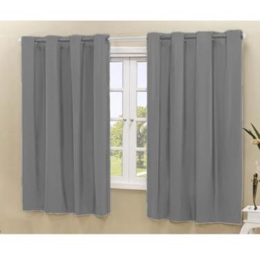 Imagem de Cortina Blackout 100% Corta Luz Cinza com Película 2,20x1,30m para Sala Quarto Escritório