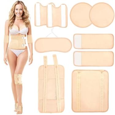 Imagem de Embalagem de óleo de rícino, 9 peças reutilizáveis de óleo de rícino kit de algodão orgânico para pescoço, cintura, costas, peito, olhos, joelhos e pés, almofadas de compressão ajustáveis para todo o