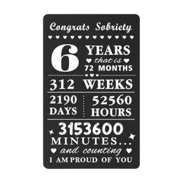 Imagem de Cartão de sobriedade de 6 anos para mulheres e homens, presentes sóbrios de 6 anos, seis anos AA NA Recovery Anniversary Sober Token