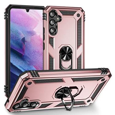 Imagem de SORAKA Capa para Samsung Galaxy A34 5G com suporte de anel capa armadura para Samsung Galaxy A34 5G capa traseira de policarbonato rígido com placa de metal para suporte magnético de telefone carro