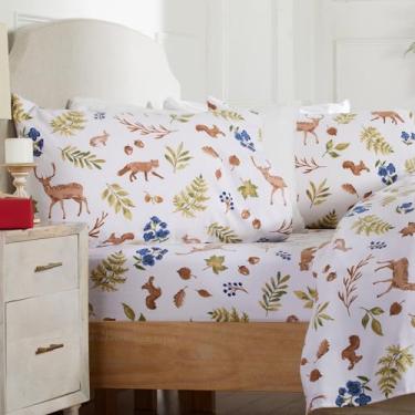 Imagem de Market & Place Jogo de lençol 100% algodão Queen Flanela | 4 peças de lençol de cama aconchegante de inverno com bolso profundo | Escovado duplo para maciez e conforto extra | Coleção Alpine (Queen