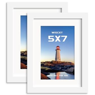 Imagem de Wiscet Conjunto de 2 porta-retratos 12 x 18 cm, exiba imagens 10 x 16 com tapete ou 12 x 17 sem tapete, moldura para montagem na parede ou mesa, branca.