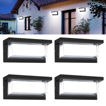 Imagem de BIRITALO Luzes de varanda 6000K ao ar livre 1800LM iluminação de parede LED moderna à prova de ferrugem IP65 impermeável 18W alumínio luminária de parede exterior fácil de instalar para pátio, quintal