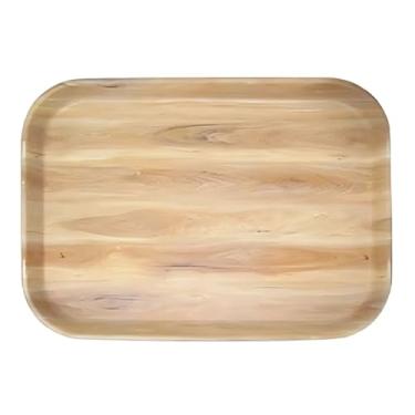 Imagem de Bandeja De Plástico P/Servir 35cm Para Garçom Imita Madeira