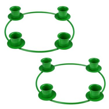 Imagem de Chengu 2 peças de guirlanda de anel do advento de Natal para velas giratórias, suporte de vela redondo para decoração de mesa de centro de mesa, decoração da estação do advento, candelabro de