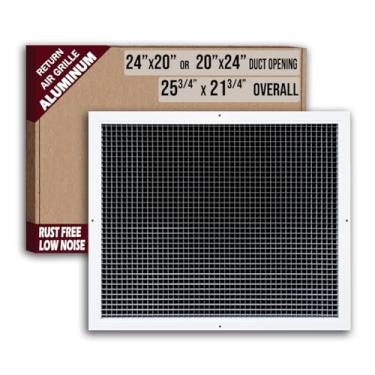 Imagem de Serve para abertura de duto de 24 x 20 e 20 x 24 | Grade de ar de retorno de caixa de ovo de alumínio | Baixo ruído e alto fluxo de ar, grade de cobertura de ventilação à prova de ferrugem para parede