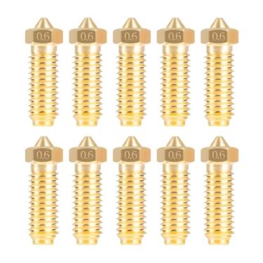 Imagem de IdeaFormer-3D 10 unidades de bicos de latão de 0,6 mm para Anycubic Kobra S1 / Kobra 3, impressora 3D Kobra S1 Extrusora Hotend Substituição de bicos para Anycubic S1
