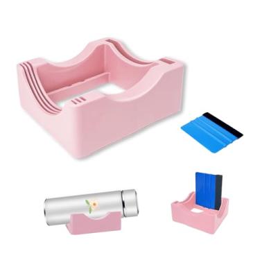 Imagem de HealthSTE Suporte de copo de silicone para artesanato antiderrapante com slot embutido e suporte de copo de rodo de borda de feltro Use para aplicar decalques de vinil adequado para copos de vidro caneca (rosa)