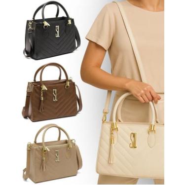 Imagem de Bolsa Lorena Bordada material ecológico Feminina Forrada Média - Santa