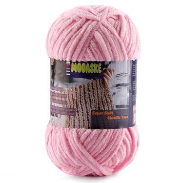 Imagem de Fio de cobertor de bebê para crochê - fio de chenille macio de veludo fofo para tricô amigurumi fazer cachecóis, boneca - 100 g/3,5 oz 130 jardas de fios de pelúcia de espessura (1, rosa)