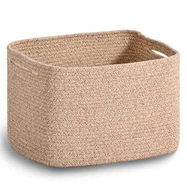 Imagem de ICERZCZ Cesta de armazenamento de corda de algodão para organização, cestas decorativas fofas para presentes vazias, caixas organizadoras para brinquedos de cachorro, lavanderia de bebê, 38 x 29 cm