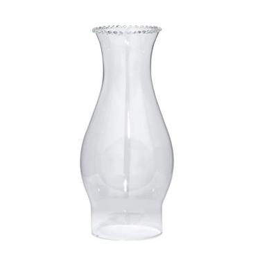 Imagem de B&P Lamp Chaminé superior frisada de vidro transparente de 7,6 cm x 21,3 cm para lâmpadas estilo óleo e querosene