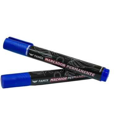 Imagem de Kit 2 Marcadores Permanentes Famix  Escolha a Cor, 2 AZUIS