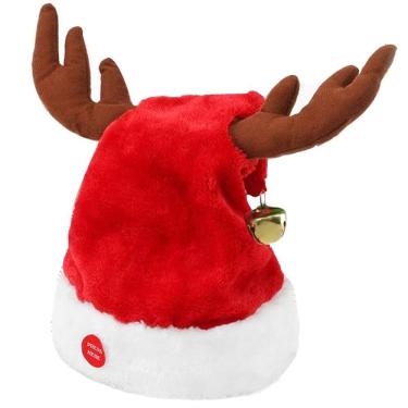 Imagem de Gorro Natal Musical Orelhas Rena Movimenta Musica Natalino Bone Chapeu Papai Noel Fantasia Orelha Alce