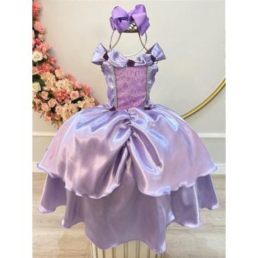 Imagem de Fantasia Infantil Lilás Princesas Sofia e Rapunzel para Festas - Fabul