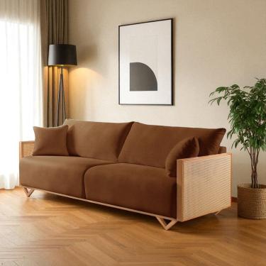 Imagem de Sofá Fixo 4 Lugares Luxo 250cm Arthur Caramelo