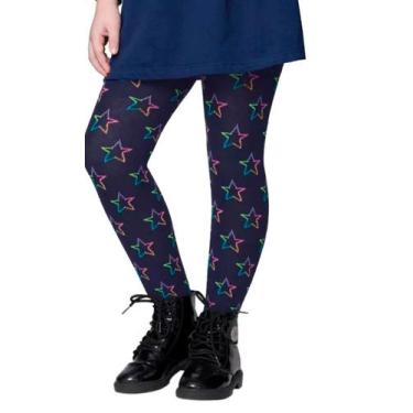 Imagem de Meia Calça Infantil Selene Fio 80 Inverno Algodão, Marinho estrelas, P