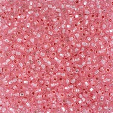 Imagem de John Bead Grânulos de semente tcheca 10/0 com forro de prata transparente mistura rosa, 100 g