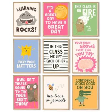 Imagem de Linda arte de parede para sala de aula pôster inspirador afirmações positivas decoração de parede impressões de mentalidade de crescimento crianças imagens de sala de aula citações inspiradoras arte