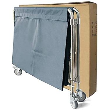 Imagem de Prateleira carros móveis de cozinha carro cinzento carrinho de lavandaria dobrável cesta com rodas cesta de lavandaria cesta para casa de banho de hotel coletor de lavandaria com sacos de tecido