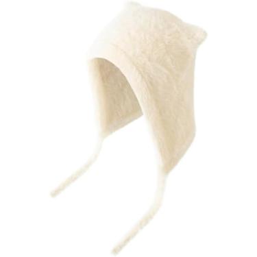 Imagem de Gorro De Orelhas De Gato Bonito Para Mulheres Com Aba De Pelúcia Earflap Gorro De Pele De Inverno Chapéus De Balde à Prova De Vento, Beige & Cat Ears, One Size