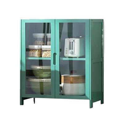 Imagem de URGDWEKJY Armário de buffet para piso de casa Aparador multicamadas Rack de armazenamento multifuncional com porta de mesa armário estante de livros (verde) Aparador (verde - 65 x 72 x 32 cm)