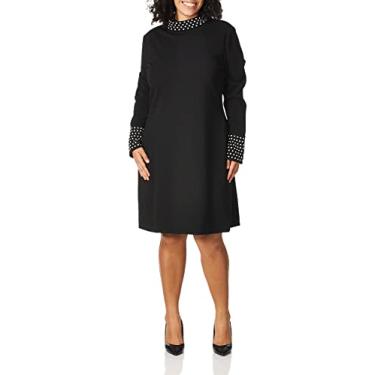 Imagem de KARL LAGERFELD Vestido feminino com gola redonda e manga de sino, Preto, 38