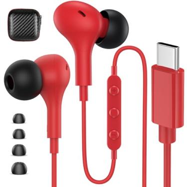 Imagem de Fones de ouvido USB C com fio para iPhone 17 16 Pro Max Plus 15 Samsung S25 S24 Ultra S23 FE A16 A17 fones de ouvido com fio, fones de ouvido tipo C com microfone e isolamento de ruído para iPad 11