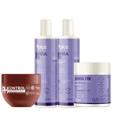 Imagem de Kit Mirra Fix + Máscara Antiporosidade Ph Control  Cachos Definidos e 