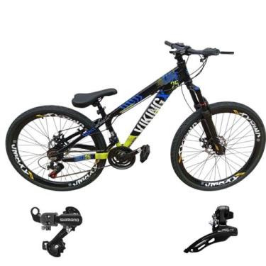 Imagem de Bicicleta Aro 26 Vikingx Aluminio Tuff 25 Mtb 24v Cambio Shimano Diant